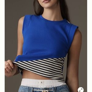 3/$12 Anthropologie color block tank M blue black white